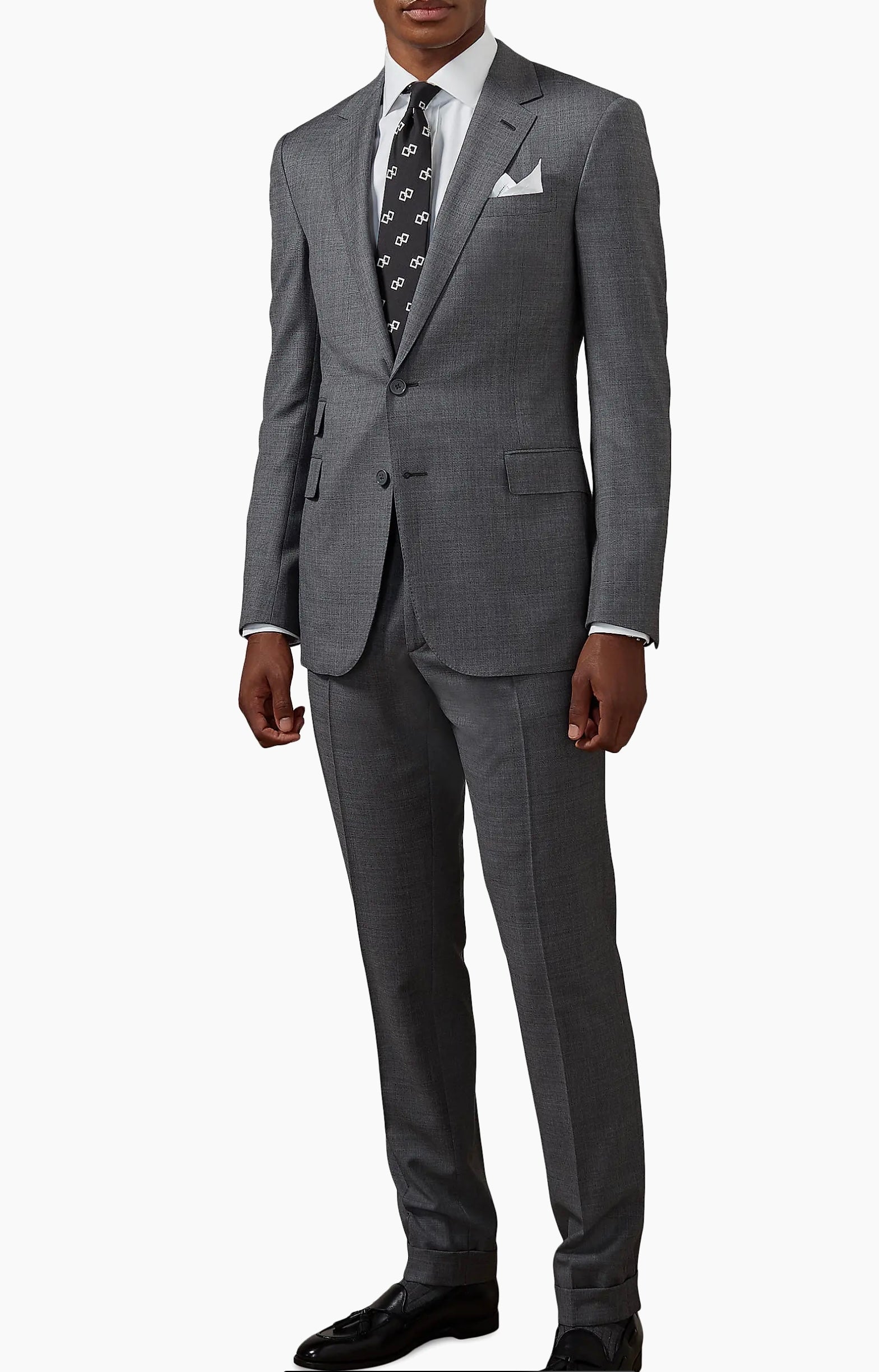 Italian Grey Wool Single Breasted Suit
