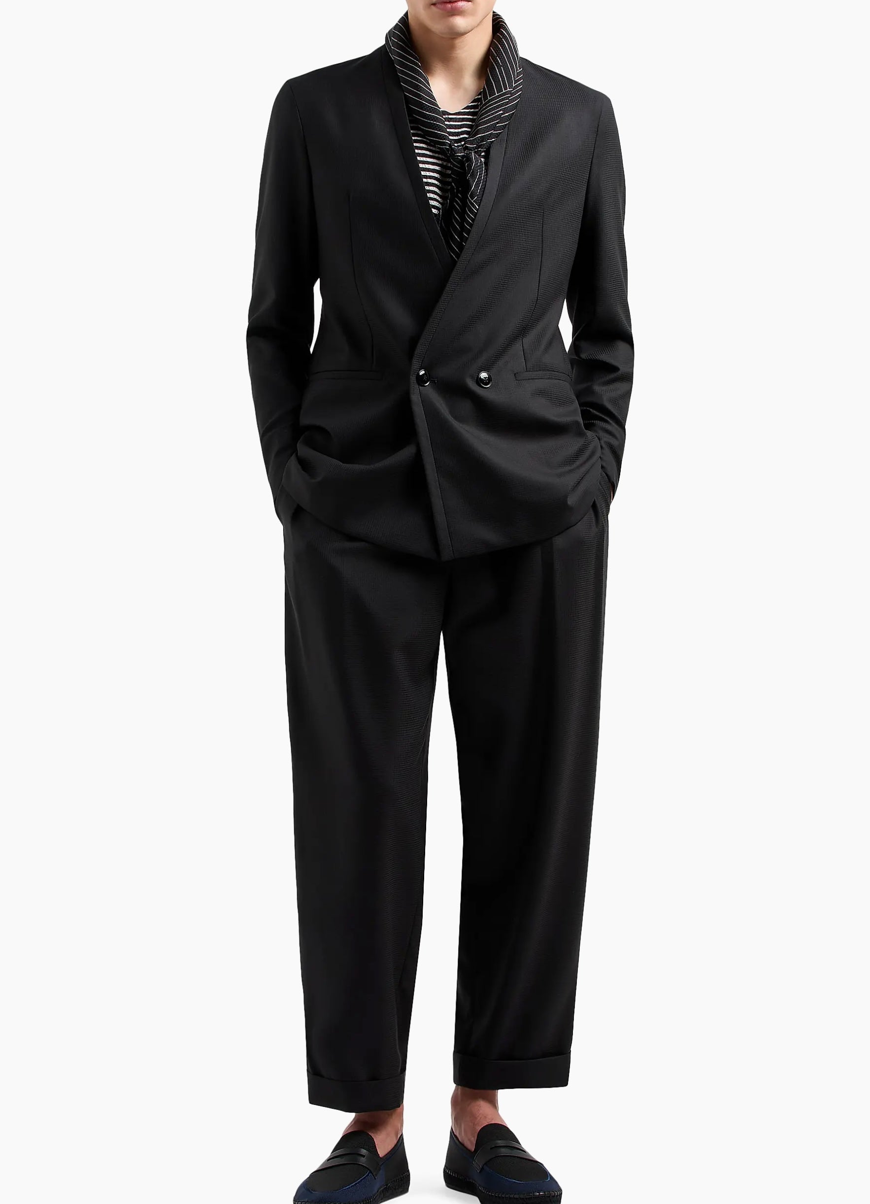 Black Virgin Wool Italian Suit