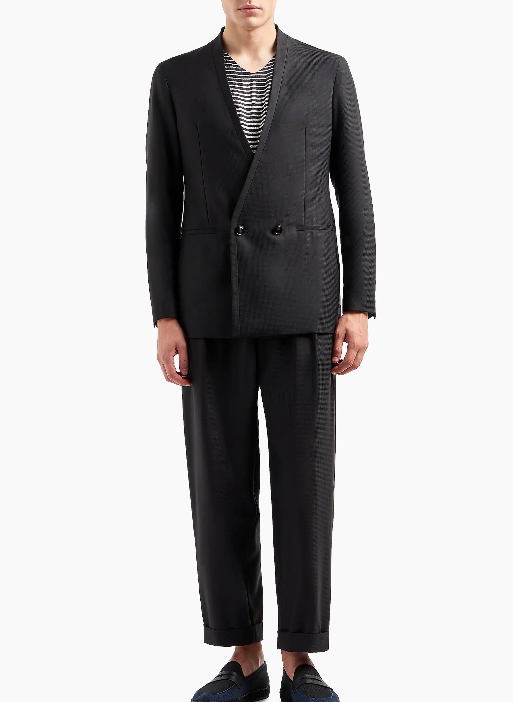 Black Virgin Wool Italian Suit